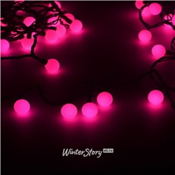 Светодиодная гирлянда Мультишарики 25 мм 70 розовых LED ламп 10 м, черный ПВХ, соединяемая, IP44 (Snowhouse)