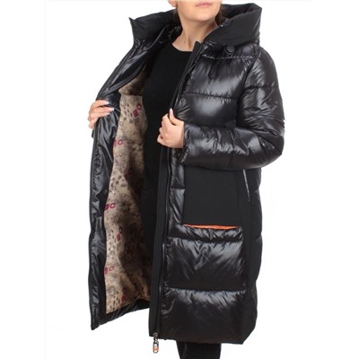 2190 BLACK Пальто женское зимнее AKIDSEFRS (200 гр. холлофайбера)