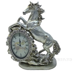 Композиция время Лошадь (цвет серебро) L31W15H40см