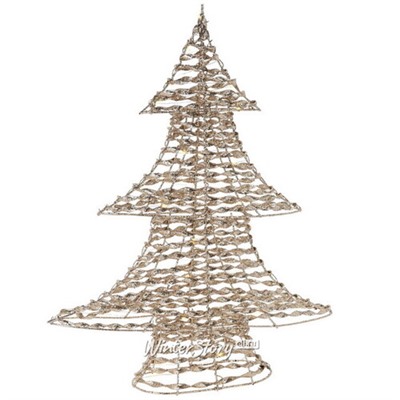 Светящаяся елка Фэрвью - Champagne Scroll 48 см, 40 теплых белых LED ламп, таймер, на батарейках, IP20 (Koopman)