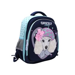 Рюкзак GRIZZLY "My doggy" (RAz-286-13) 36*28*20см, цвет т.-синий - мятный, формованный, анатомическая спинка