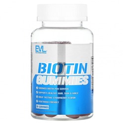 EVLution Nutrition, Жевательные мармеладки с биотином, клубника, 2500 мкг, 60 жевательных таблеток