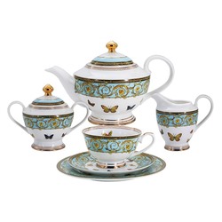 Сервиз чайный "Бабочки" 23 предмета на 6 персон (6 чашек 0,2л, 6 блюдец,6 тарелок 19см, чайник с кры