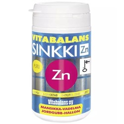 Витамины жевательные Vitabalans Sinkki Zn цинк со вкусом малины и клубники 90 таблеток