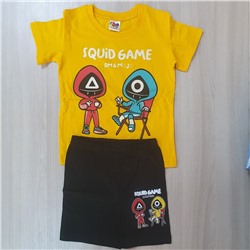 Костюм детский с шортами желтый "squid game"