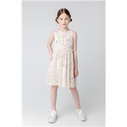 Платье  для девочки  КР 5734/светлый жемчуг,летний сад к385