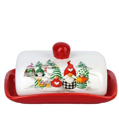 Масленка "Рождественские гномы" 25х18см (керамика) (подарочная упаковка)