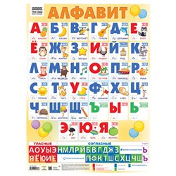 Плакат обучающий "Алфавит" 440*600мм (ПА2_60478, "ТРИ СОВЫ")