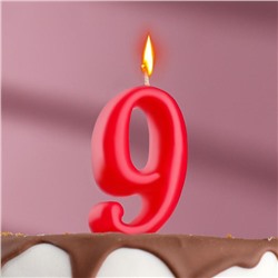 Свеча для торта цифра "Овал" "9", красная, 5,5 см