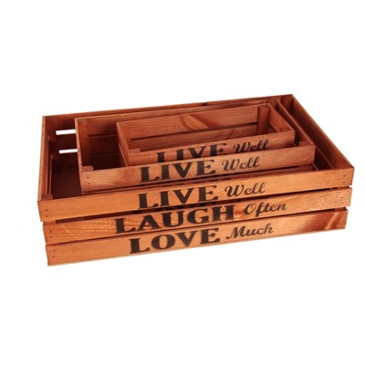 Ящик деревянный интерьерный набор 3шт 50х30х12см  "Live" дуб