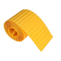Лента бордюрная, 0.15 × 9 м, толщина 0.6 мм, пластиковая, гофра, жёлтая