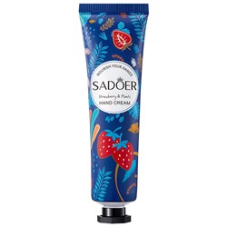 Крем для рук с растительными экстрактами, аромат клубника SADOER Strawberry & Plants hand cream, 30 г
