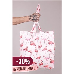 Эко сумка-шоппер из перкаля "Фламинго" (белый)