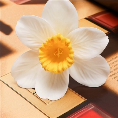 Цветы искусственные "Нарцисс" премиум, 9х35 см, бело-жёлтый