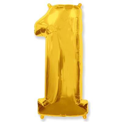 Шар Цифра "1" золото / One (в фирменной упаковке)