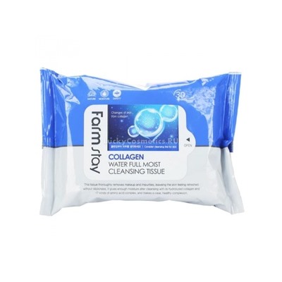 Очищающие салфетки с коллагеном FarmStay Collagen Water Full Moist Cleansing Tissue, 30шт