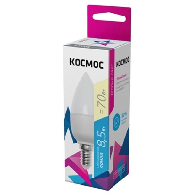 Лампа светодиодная КОСМОС LkecLED8.5wCNE1430 CN 8.5W 220V E14 3000K