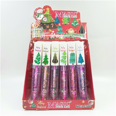 MAGIC Your Life  Блеск для Губ с кисточкой MERRY CHRISTMAS Проявляющий  5г  (LC-566)  (ТВ-3117)