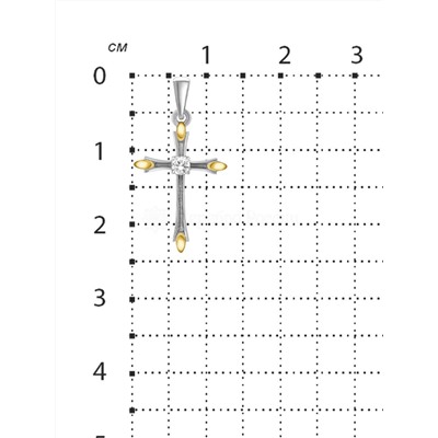 Подвеска из серебра с фианитом и золочением родированная 925 пробы 7-04рз200