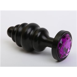 Пробка металл 7,3х2,9см фигурная черная фиолетовый страз 47427-5MM