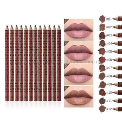 Набор карандашей для губ Make Up Lip Pencil Set 12pcs