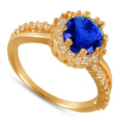 Кольцо (вставки: Цирконы, синие; покрытие: Золото)