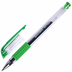 Ручка гелевая с грипом BRAUBERG "EXTRA GT", ЗЕЛЕНАЯ, стандартный узел 0,5 мм, линия 0,35 мм, 143922