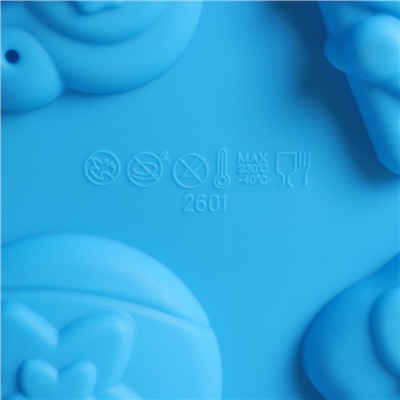 Форма для шоколада 3D Доляна «Ёлочные игрушки», силикон, 30×30 см, 12 ячеек, цвет синий