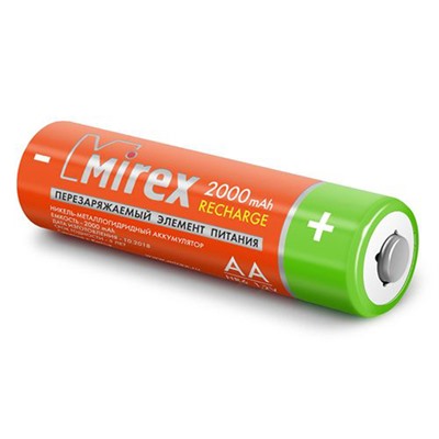 Аккумулятор Ni-MH Mirex HR6 / AA 2000mAh 1,2V 2 шт (2/20/100), блистер (цена за 1 шт.)