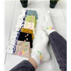 Женские носки хлопок Наташа с принтом, разноцветный (упаковка 10шт)