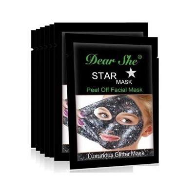 Маска для лица Dear She Star Mask Luxurious Glitter Mask черная 10 шт оптом