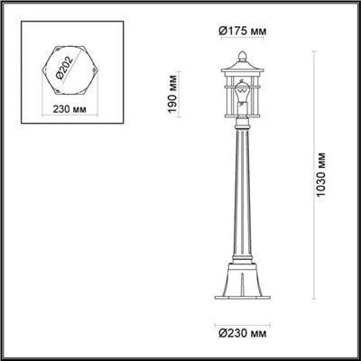 Уличный светильник 103 см VIRTA, 1x60Вт, E27, IP44, цвет чёрный