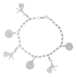 "Забияка" браслет в серебряном покрытии из коллекции "Cocka-doodle-doo" от Jenavi с замком карабин