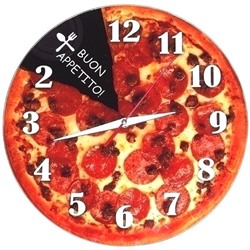 Часы с обратным ходом настенные "Пицца" стеклянные