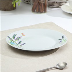 Тарелка керамическая десертная Доляна «Лаванда», d=19 см, цвет белый