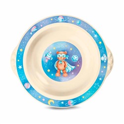 Тарелка детская глубокая с голубым декором (бежевый) арт.4313159 Бытпласт