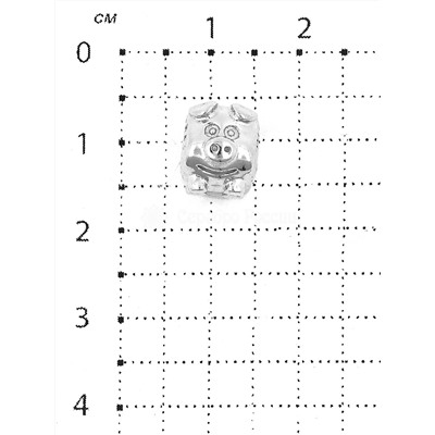 Подвеска-перлина из серебра родированная - Поросенок 925 пробы 05-0137