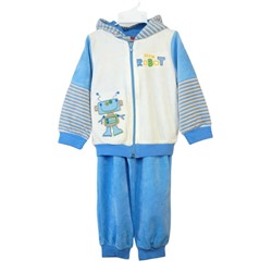 U1035/11/21 Комплект детский Робот (куртка+брюки), голубой/бежевая полоска