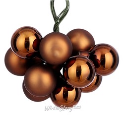 Гроздь стеклянных шаров на проволоке Minolo 2 см шоколадный mix, 10 шт (Christmas Deluxe)