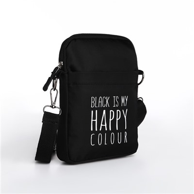 Сумка молодёжная на длинном ремне "Black is my happy color", 20*15 х my happy color см, отдел на молнии, цвет красный