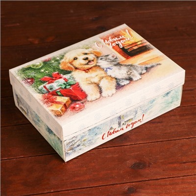 Подарочная коробка, сборная "Новогодние друзья", 24 х 17 х 8 см