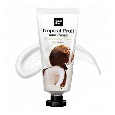 Farmstay Питательный крем для рук с маслом ши и кокосом Tropical Fruit Hand Cream Coconut