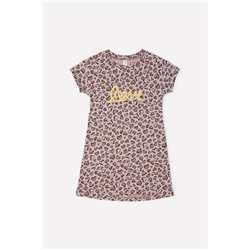 К 1145/сердечки леопард на бежево-сером сорочка для дев