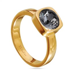 Кольцо (кристаллы SW темно — серые 8мм; покрытие золото)