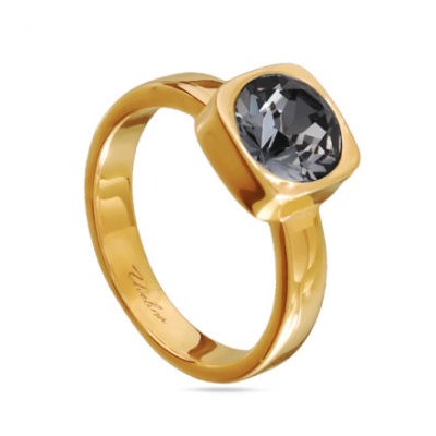 Кольцо (кристаллы SW темно — серые 8мм; покрытие золото)