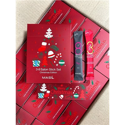 MASIL / НАБОР 3.8 SALON HAIR STICK SET CHRISTMAS EDITION SET (MASK 8мл*10шт / SHAMPOO 8мл*10шт)