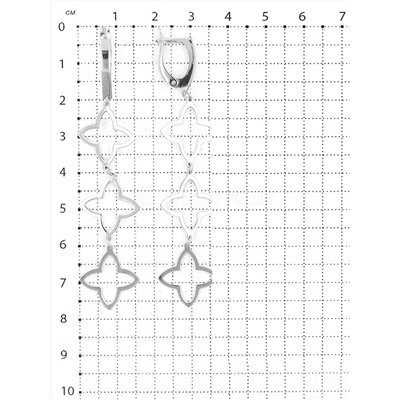Серьги длинные форма клевер из серебра родированные коллекция quatrefoil 925 пробы 420-10-331р