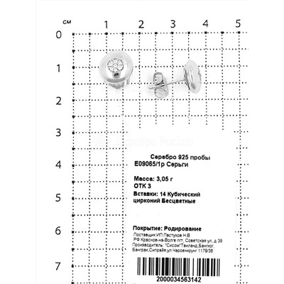 Кольцо из серебра с куб.цирконием родированное 925 пробы R09065/1р