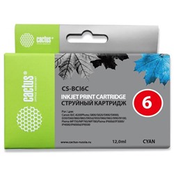 Картридж струйный Cactus CS-BCI6C голубой для Canon S800/ S820/ S900/ S9000; i550/ i560/ i860/ i865/