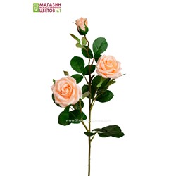 Роза 3 бутона, силикон - персиковый